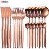 Yusanhao 24 részes rose gold színű rozsdamenetes evőeszköz készlet