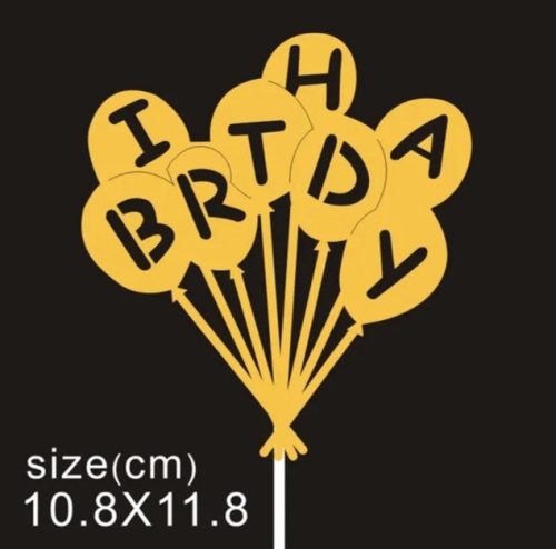 Nut Happy birthday papír csillámos tortadísz  beszúró (10 db )