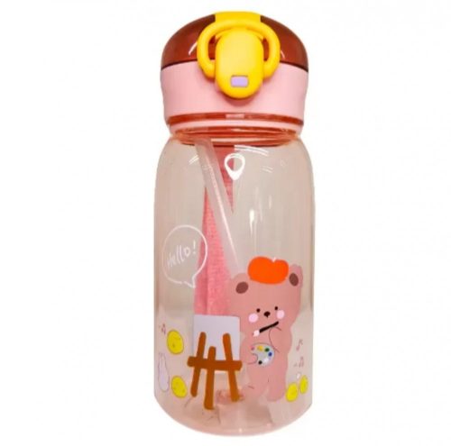 Gyermek szippantó csöves ivó kulacs, 400 ml-es, rózsaszín