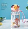 Gyermek szippantó csöves ivó kulacs, 400 ml-es, rózsaszín