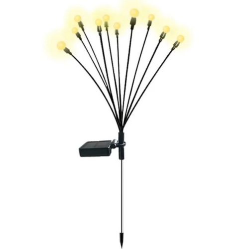 Napelemes kerti dekoráció, 10 led-es lámpa csokor, meleg fényű