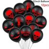 12 részes lufi csomag, Halloween mintájú, piros-fekete