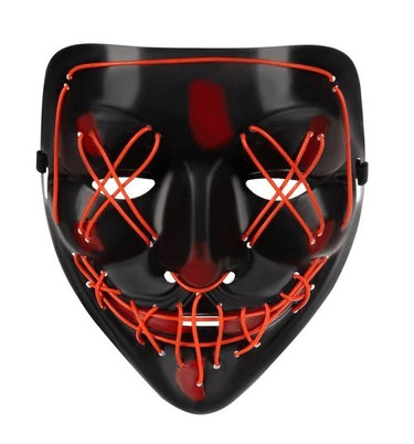 Halloween világító vezeték nélküli party maszk,narancs-piros fény ,3 féle világítás,elemes