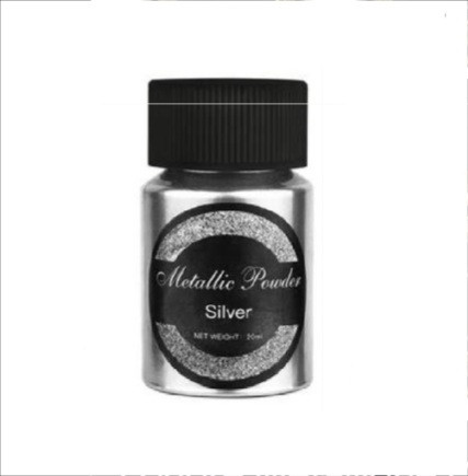 Fémes gyöngyház ezüst metál színű dekorációs epoxi por festék, 20 ml