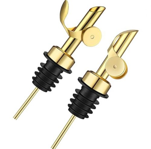 Rozsdamentes acél olaj/ecet/bor adagoló palack dugó, gold, 2 db,  12 cm
