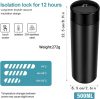 Rozsdamentes acél hőkijelzős termosz palack, 500 ml, fekete
