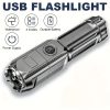 Mini újratölthető led zseblámpa, ABS, fekete, usb töltésű
