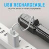 Mini újratölthető led zseblámpa, ABS, fekete, usb töltésű