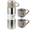 Rozsdamentes acél , szilikon bevonattal mini termosz és + 2 db csésze szett, 500 ml-es, cappuccino színű