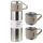 Rozsdamentes acél , szilikon bevonattal mini termosz és + 2 db csésze szett, 500 ml-es, cappuccino színű