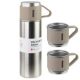 Rozsdamentes acél , szilikon bevonattal mini termosz és + 2 db csésze szett, 500 ml-es, cappuccino színű