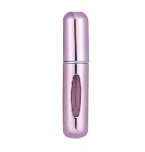 Mini hordozható parfüm utántöltő spray palack, 5 ml, rózsaszín, 7,5 x 1,7 cm 