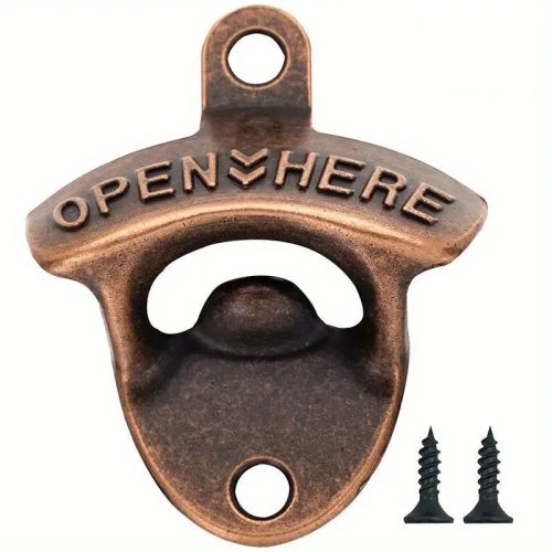Antik hatású felfúrható kupaknyitó,  ötntöttvas, 7,2 x 6,2 cm, antikolt bronz színű
