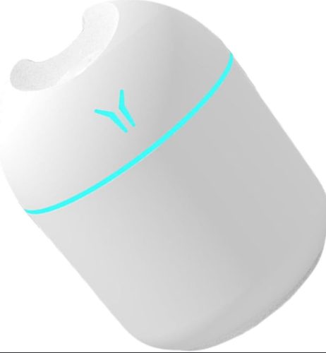 Párásító , illóolaj diffúzor, éjszakai led fénnyel, műanyag, Usb töltésű, 250 ml, fehér, 10,6 x 8 cm 
