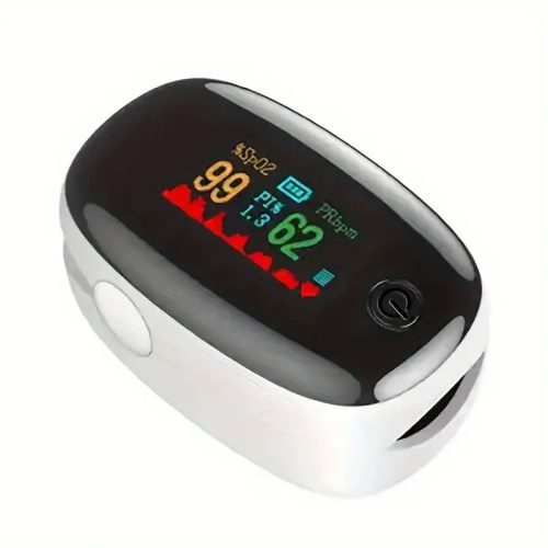 Pulzoximéter, véroxigén szint  mérő monitor, 5,7 x 3,1 cm , fehér