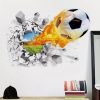 Futball témájú, szétrúgott falból égő labda minta falmatrica, többszínű, 70 x 50 cm 
