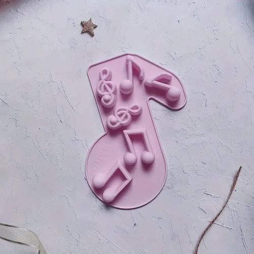 Zenei hangjegy szilikon forma, világos lila, 16,3 x 13 cm 
