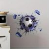 Futball labdával szétrúgott fal falmatrica, kék-fekete, 23 x 20 cm 