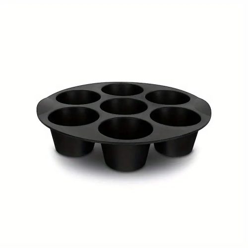 Szilikon muffin forma, forró levegős sütőhöz,fekete, 7 üregű, 17,5 x 4,2 cm 